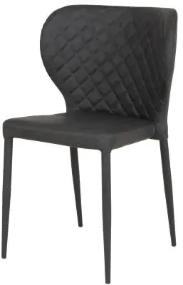 Pisa Dining Chair Set of 2 - Dark Grey, Faux Leather