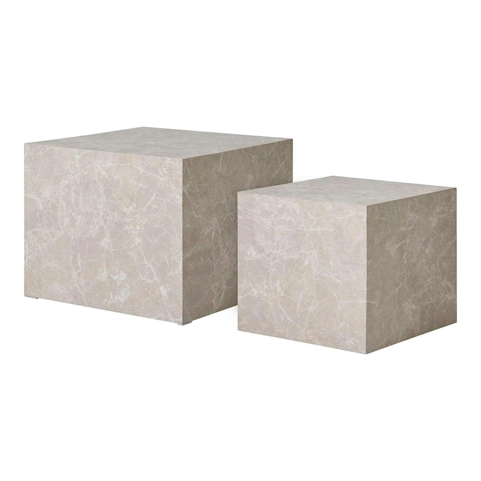 Prague Coffee Table Set - Beige, Marble Effect