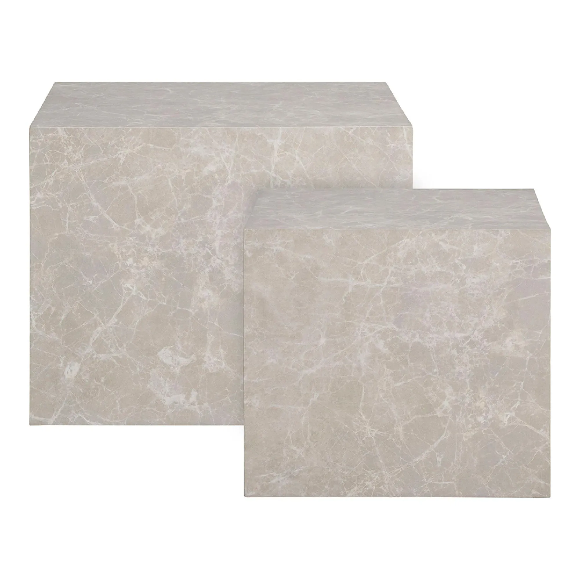 Prague Coffee Table Set - Beige, Marble Effect