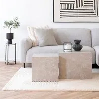 Prague Coffee Table Set - Beige, Marble Effect