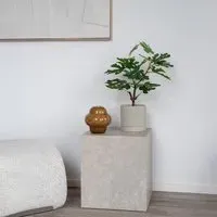 Prague Square Side Table - Beige, Marble Effect