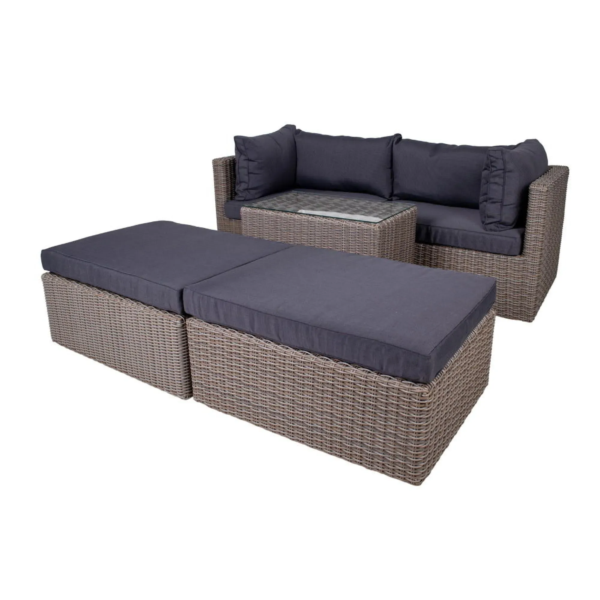 Rossi Lounge Set - Kubu, Fabric and Polyrattan