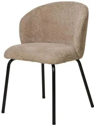 Safira Dining Chair - Beige, Boucle Fabric