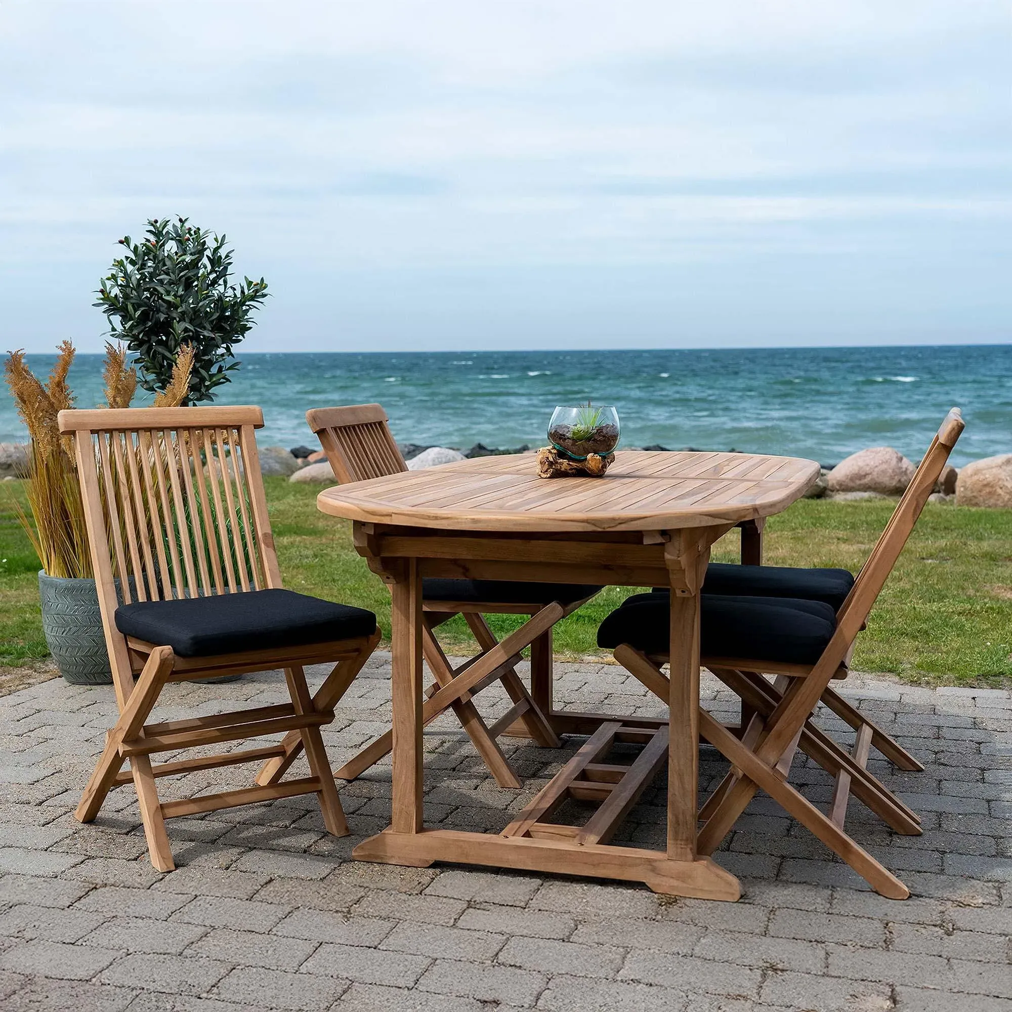 Salamanca Teak Wood Oval Extending Dining Table - Natural
