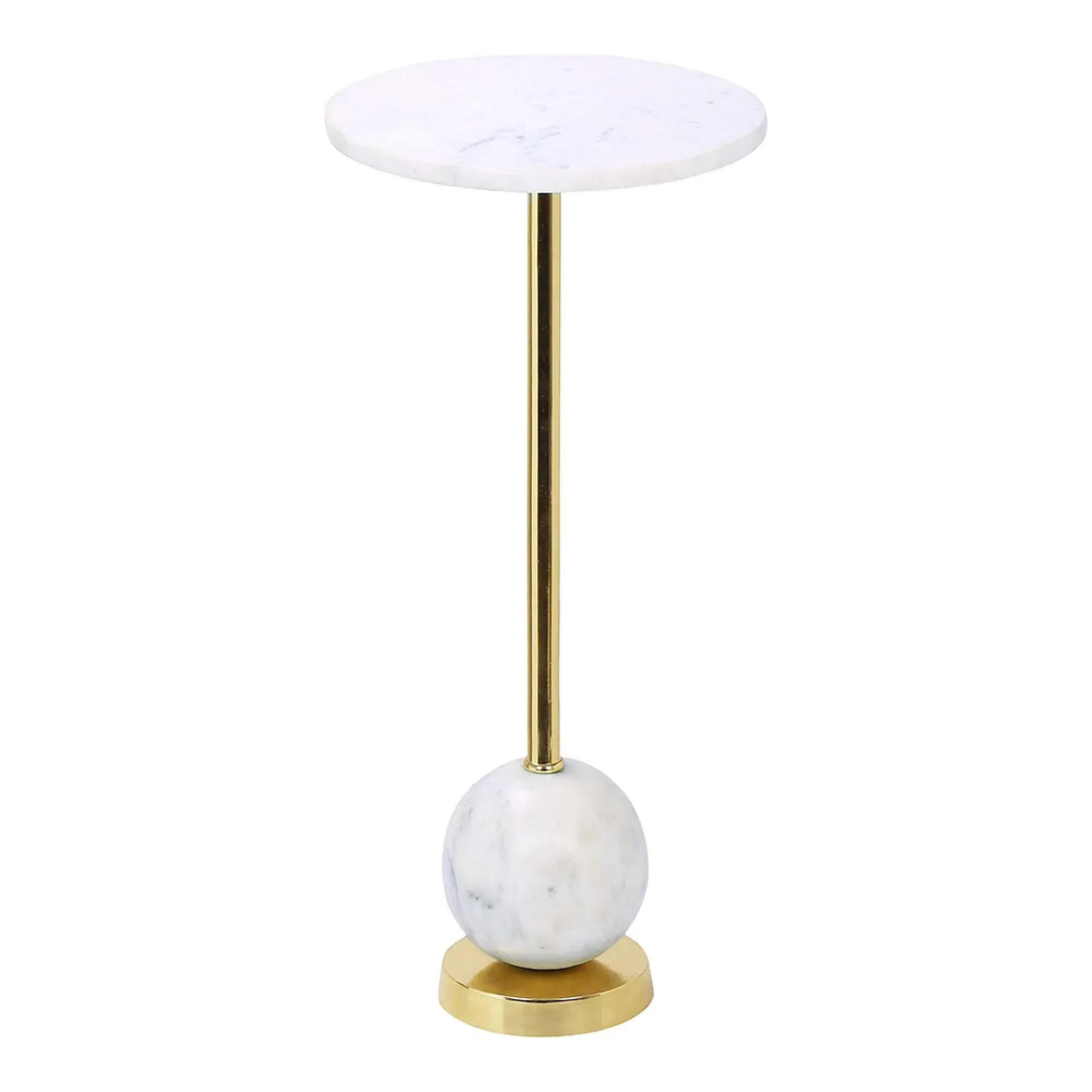 Salo Round Side Table - White, Marble Effect