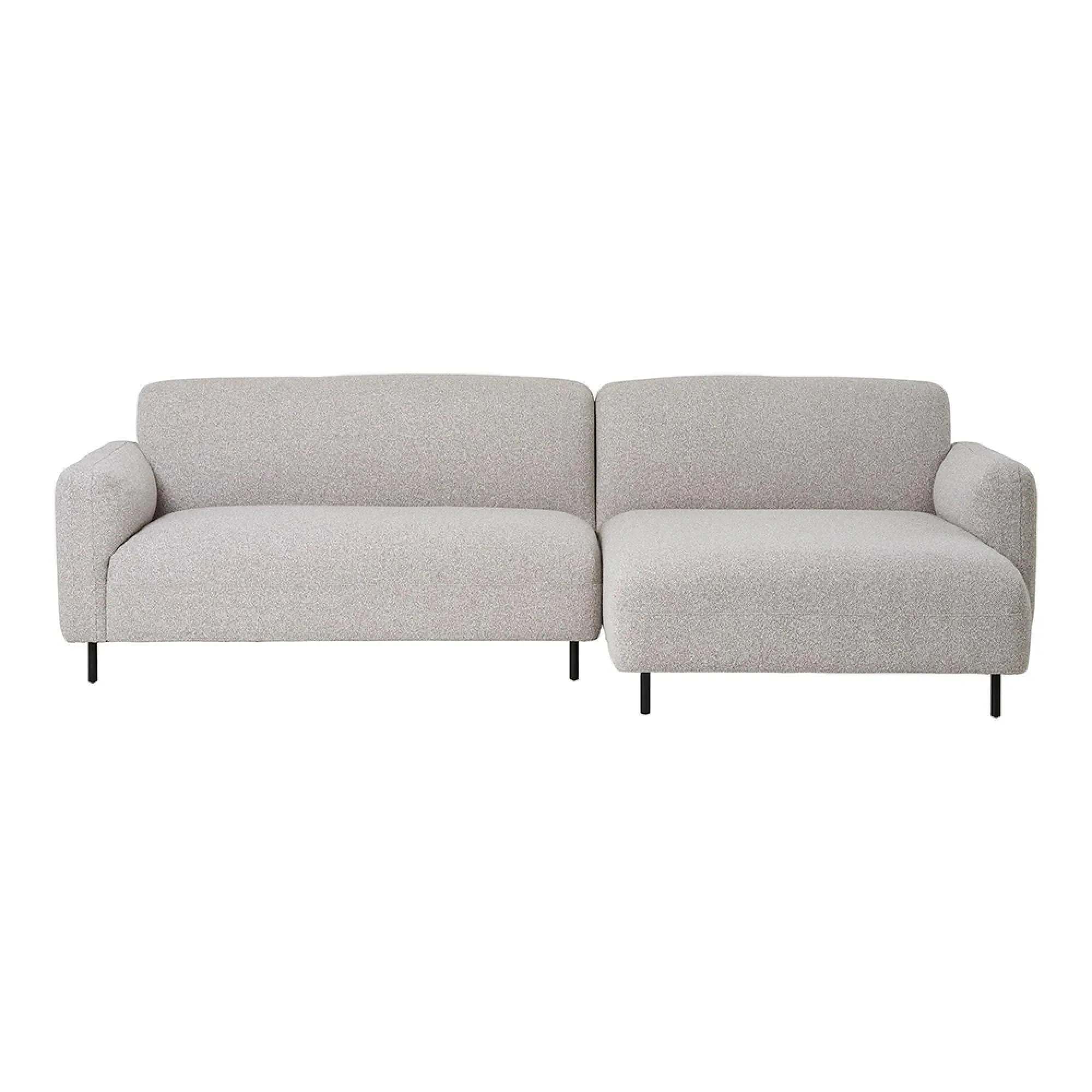 Salvador LHF Lounge Sofa with Black Legs - Light Grey, Boucle