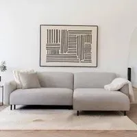 Salvador LHF Lounge Sofa with Black Legs - Light Grey, Boucle