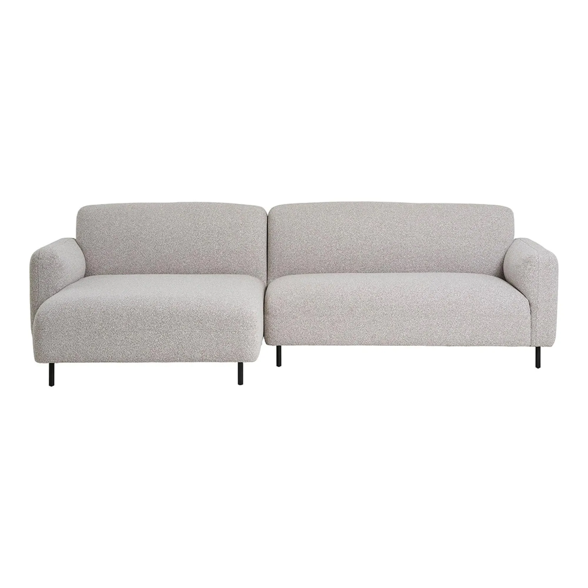 Salvador RHF Lounge Sofa with Black Legs - Light Grey, Boucle