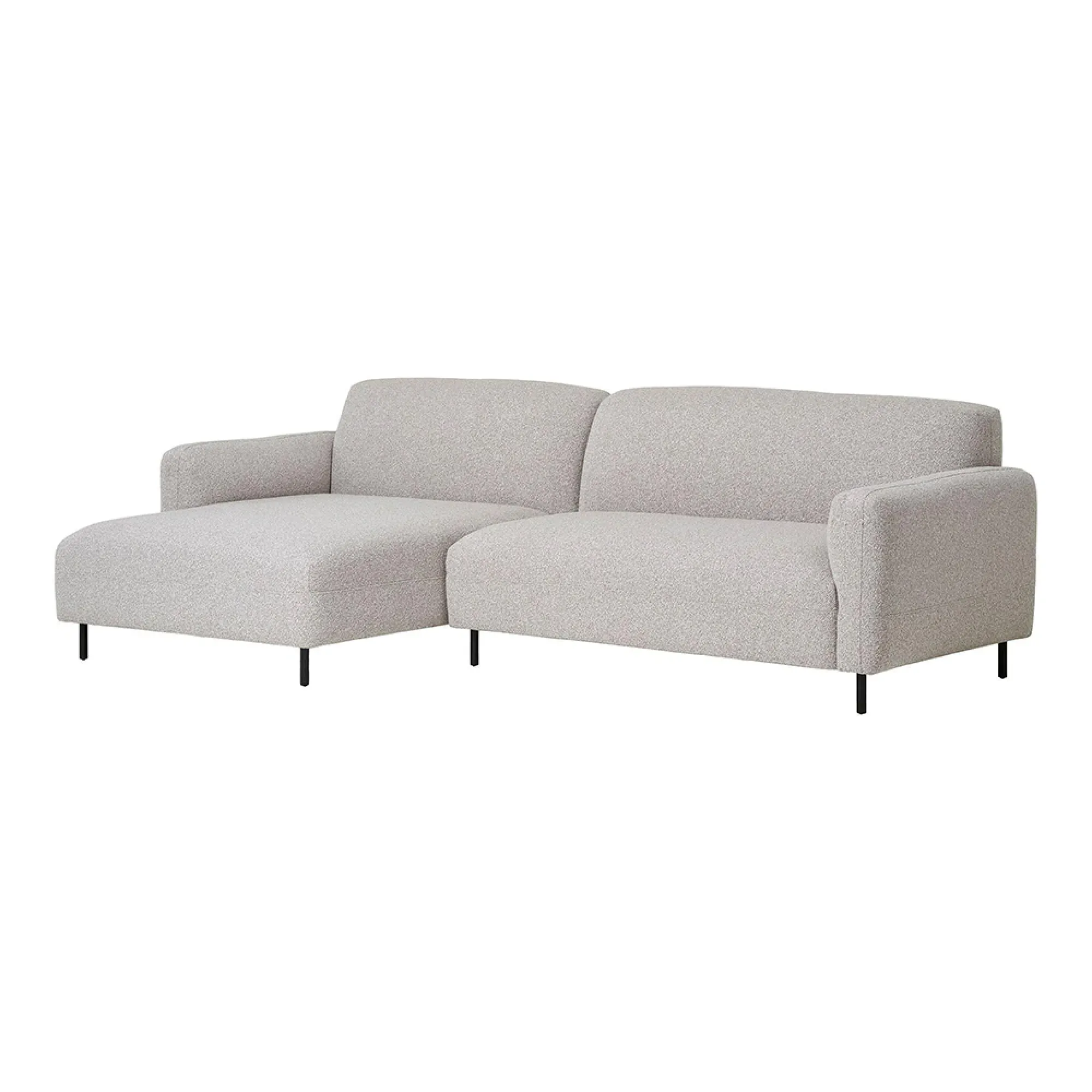 Salvador RHF Lounge Sofa with Black Legs - Light Grey, Boucle