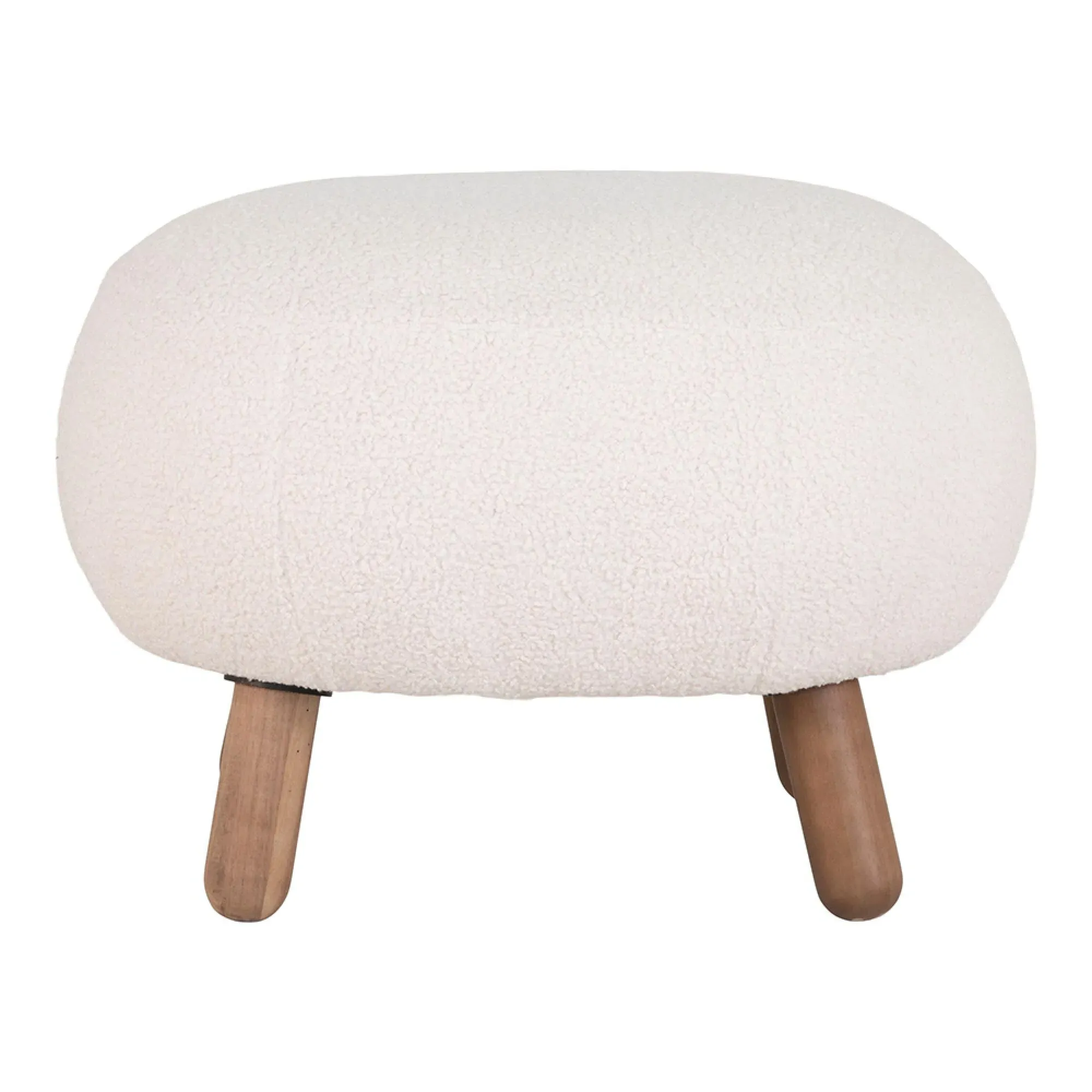 Savona Footstool - White, Faux Lambskin