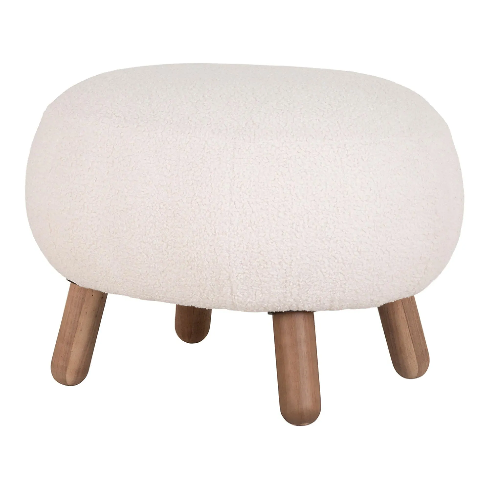 Savona Footstool - White, Faux Lambskin