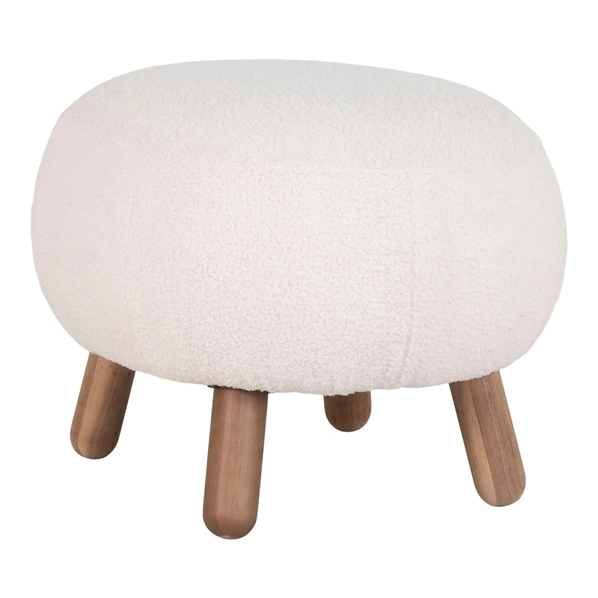 Savona Footstool - White, Faux Lambskin