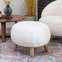 Savona Footstool - White, Faux Lambskin