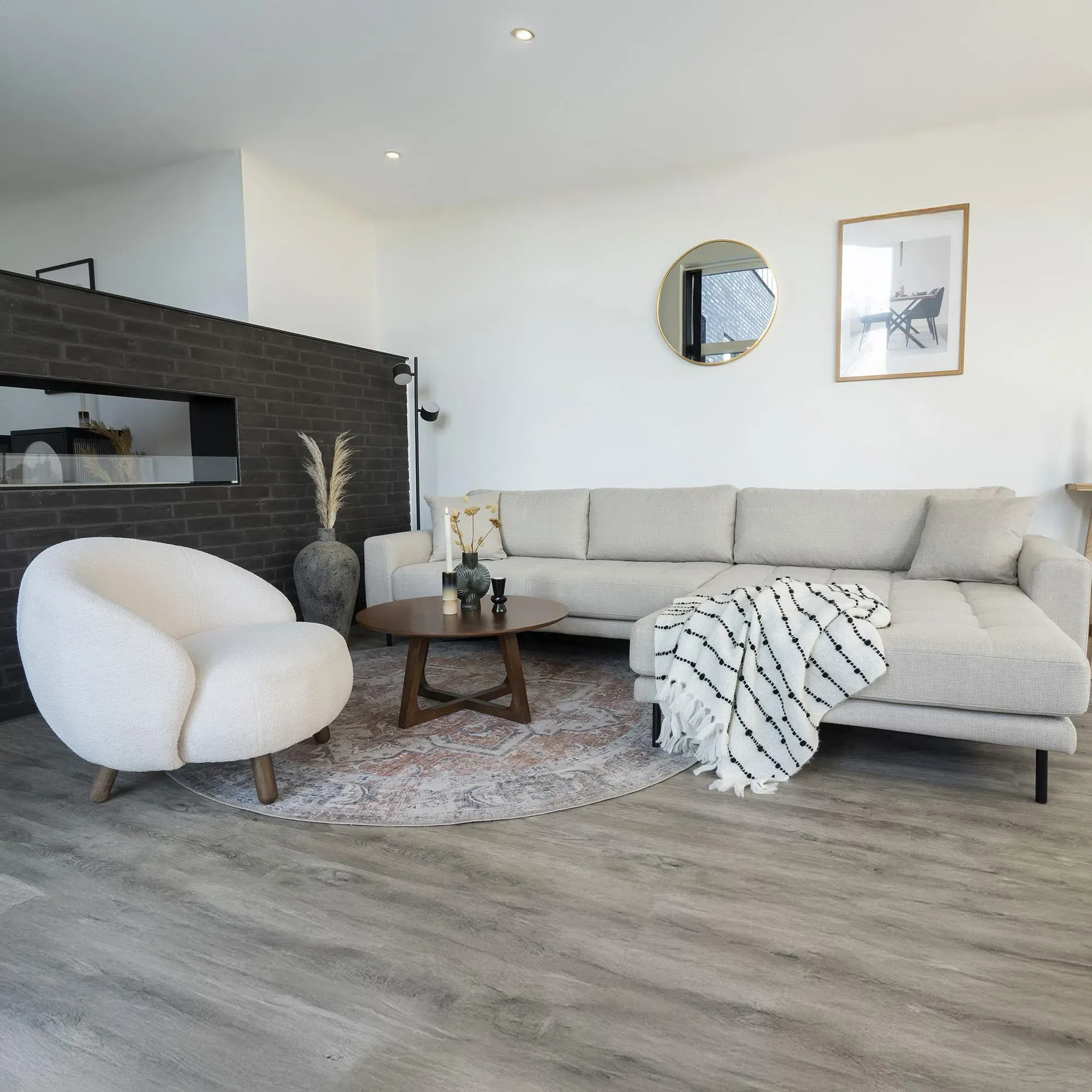 Savona Lounge Chair - White, Faux Lambskin