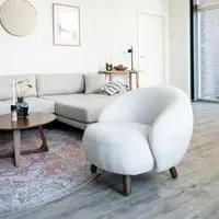 Savona Lounge Chair - White, Faux Lambskin