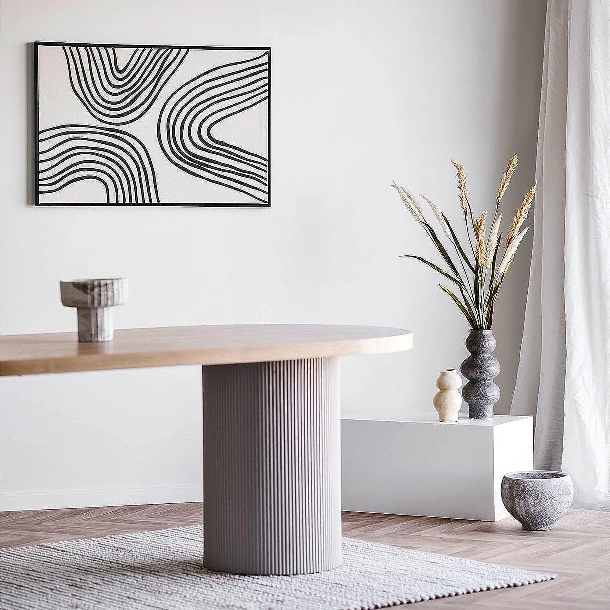 Solva 8-Seater Oval Dining Table - Natural Wood