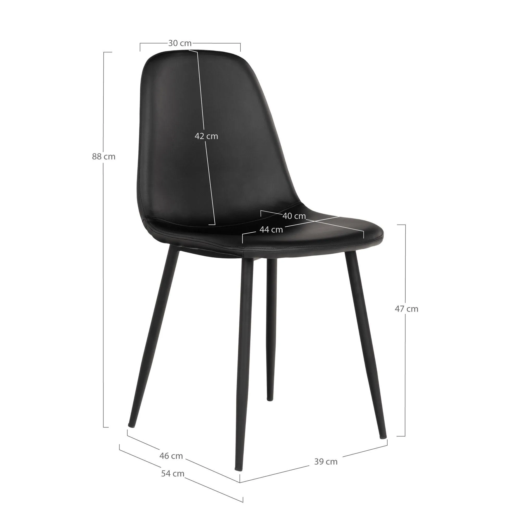 Stockholm Dining Chair Set of 2 - Black, Faux Leather