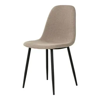 Stockholm Fabric Dining Chair - Stone, Black Legs image