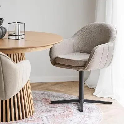 Tamera Swivel Dining Chair - Light Grey, Fabric