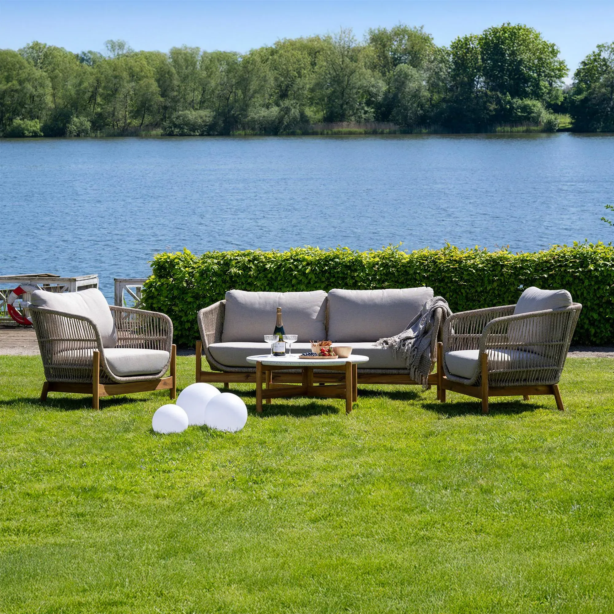 Terracina 2-Seater Garden Lounge Sofa - Beige, Rope