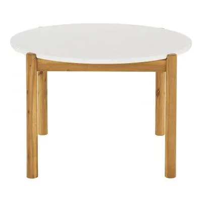 Terracina 4-Seater Round Garden Dining Table - White, Concrete