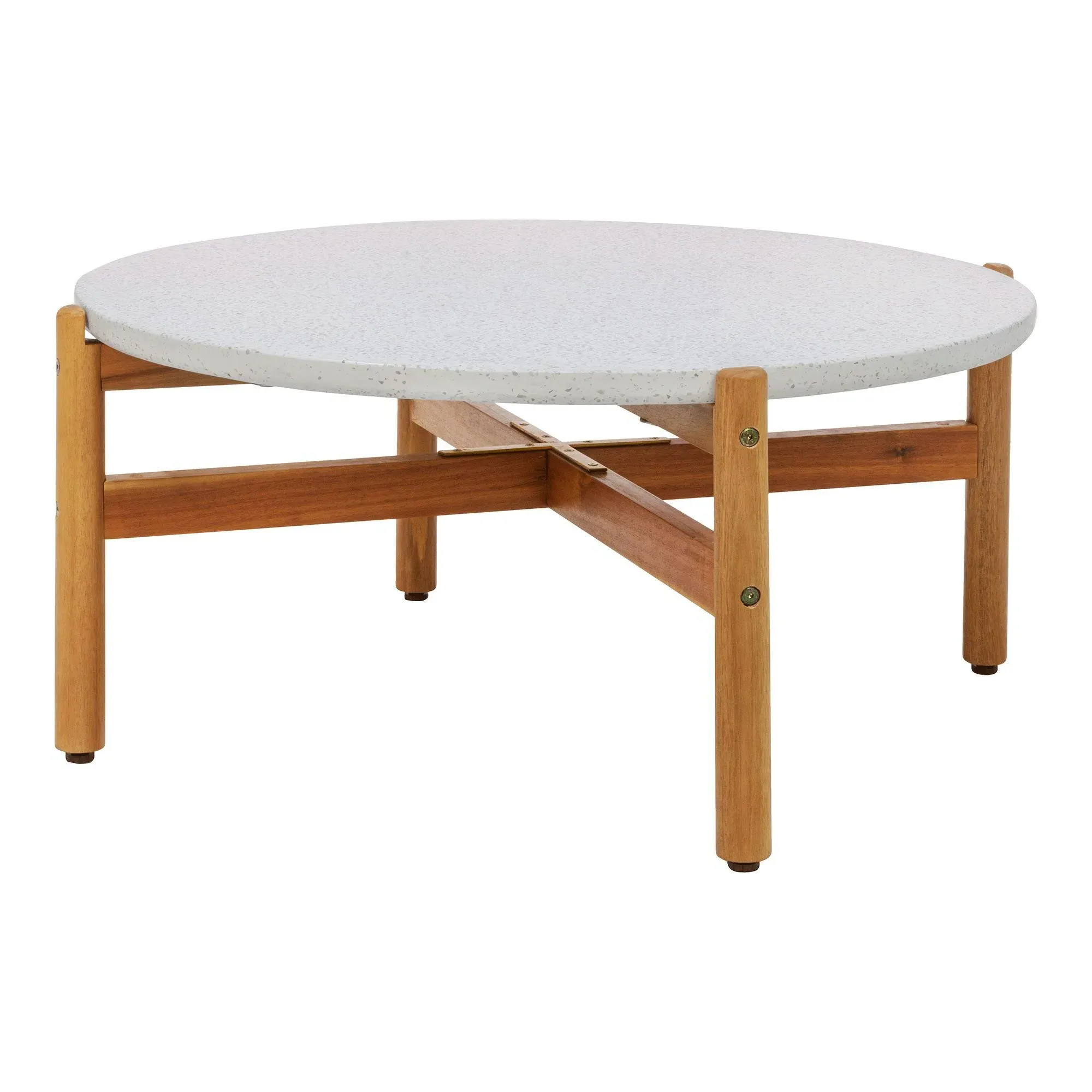 Terracina Round Garden Coffee Table - White, Concrete