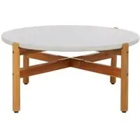 Terracina Round Garden Coffee Table - White, Concrete