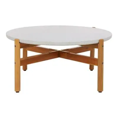 Terracina Round Garden Coffee Table - White, Concrete