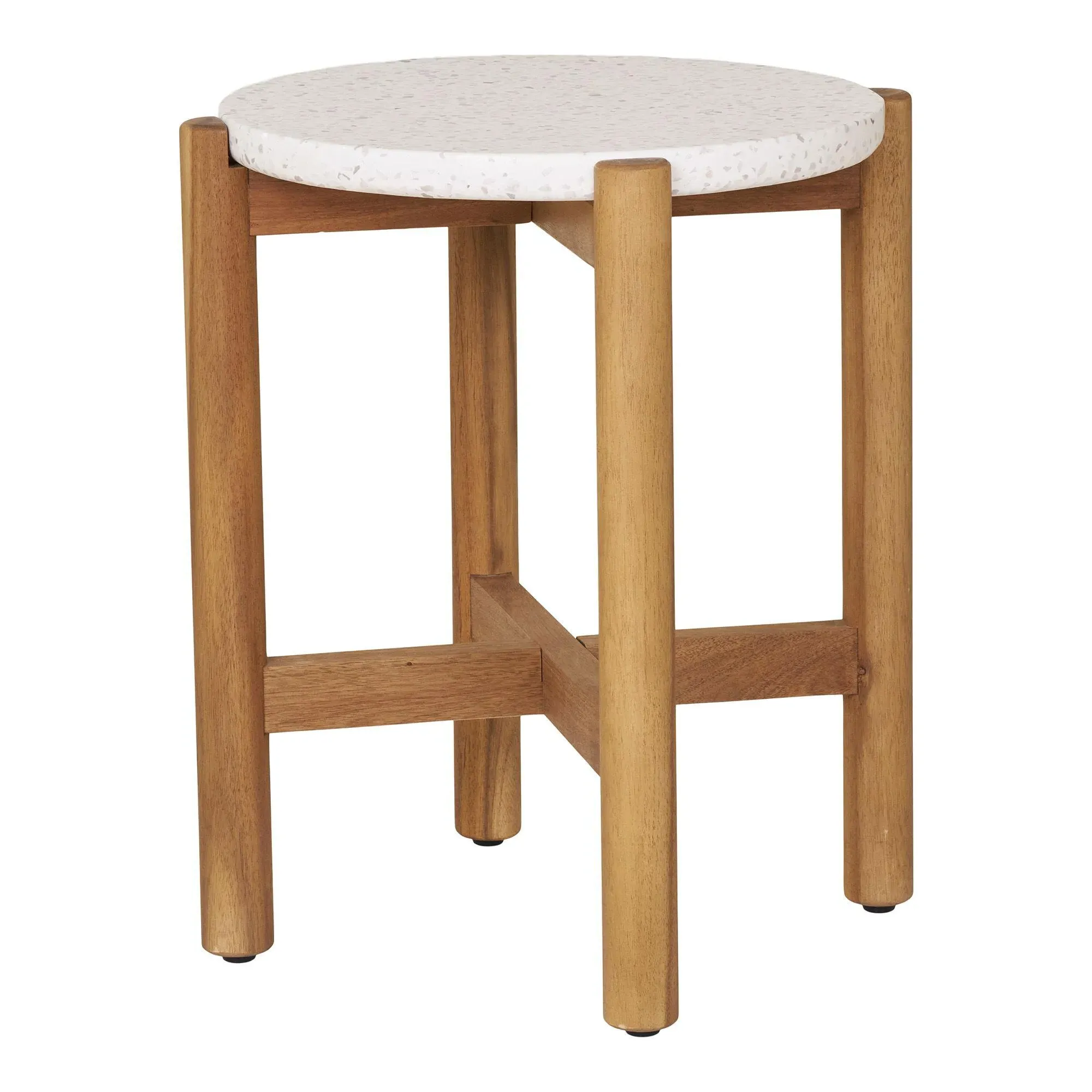 Terracina Round Garden Side Table - White, Concrete