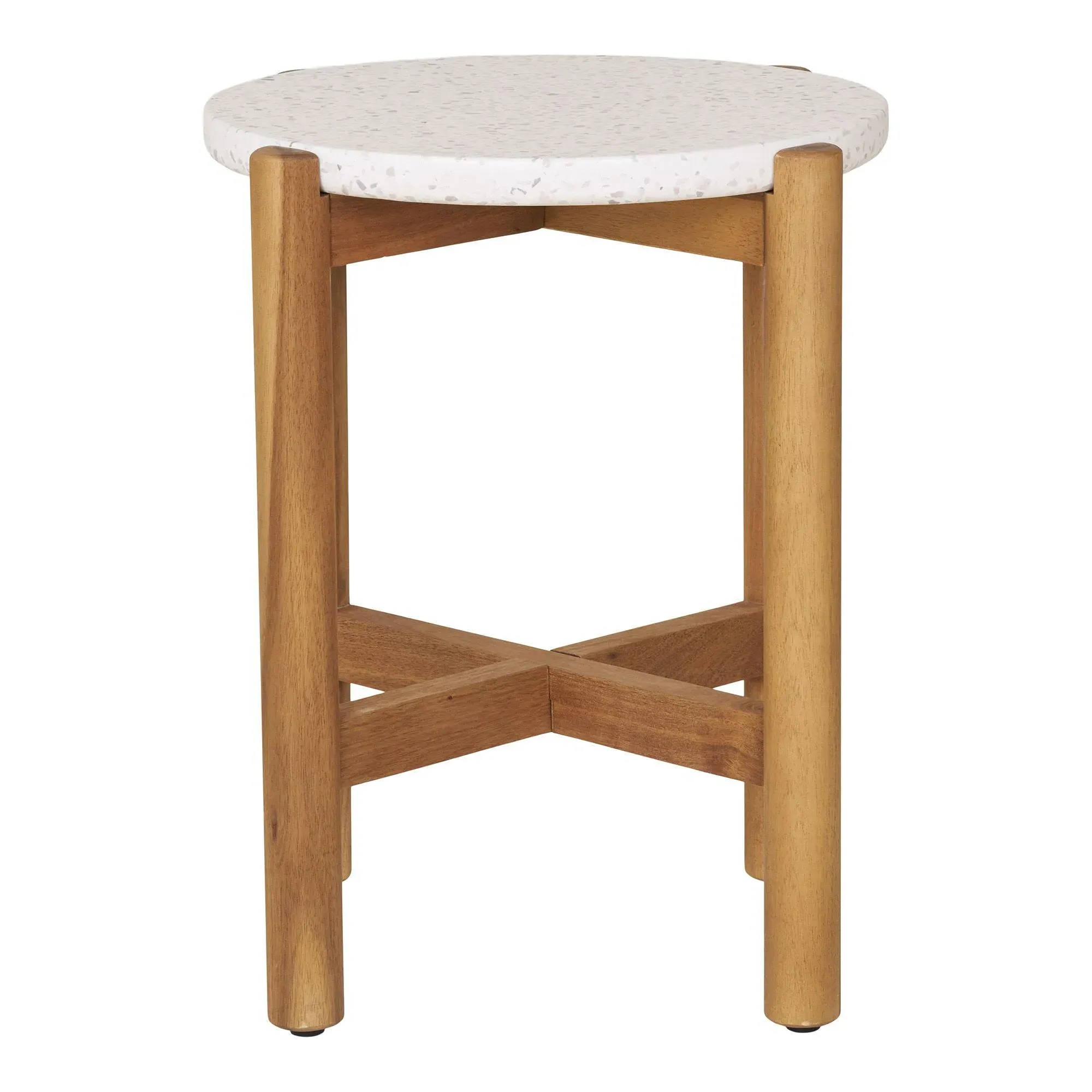 Terracina Round Garden Side Table - White, Concrete