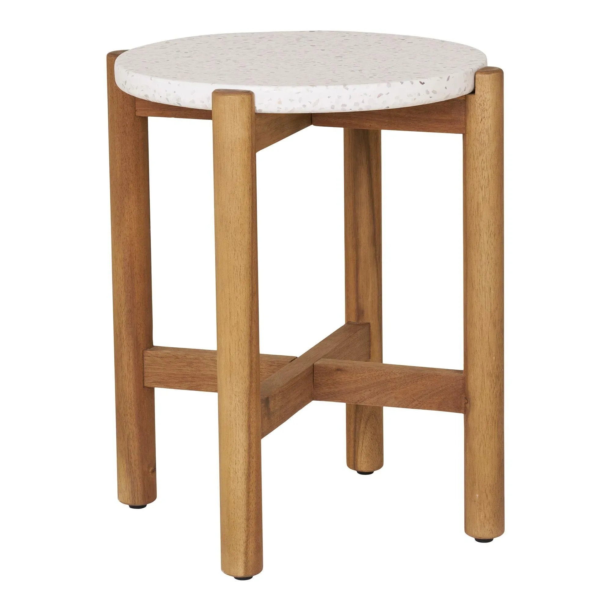 Terracina Round Garden Side Table - White, Concrete