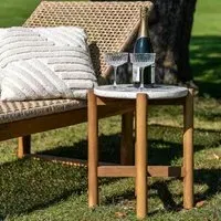 Terracina Round Garden Side Table - White, Concrete