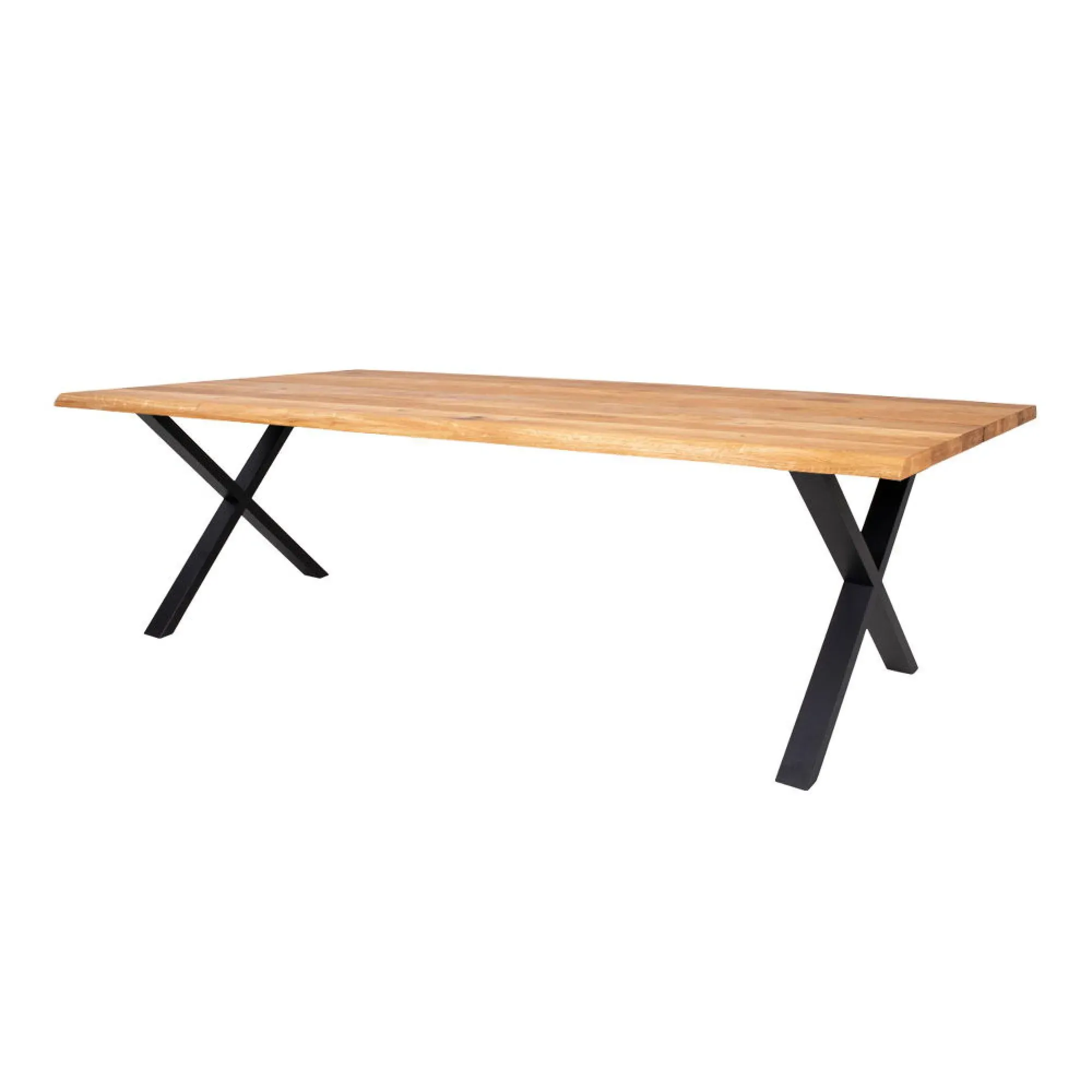 Toulon 14 Seater Dining Table with Black Cross Legs - Natural, Oak