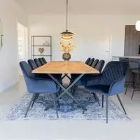 Toulon 14 Seater Dining Table with Black Cross Legs - Natural, Oak