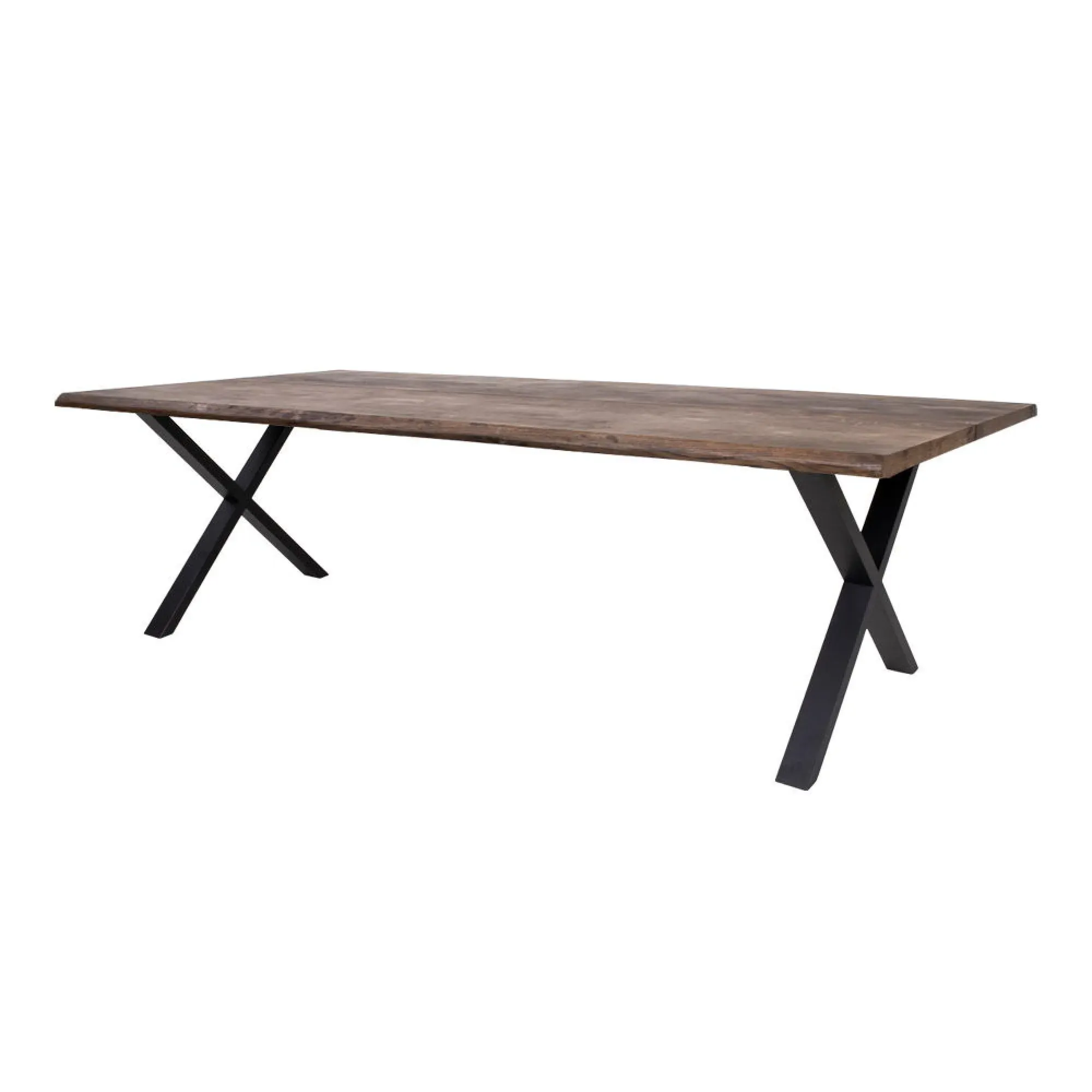 Toulon 14 Seater Dining Table with Black Cross Legs - Smoked, Oak