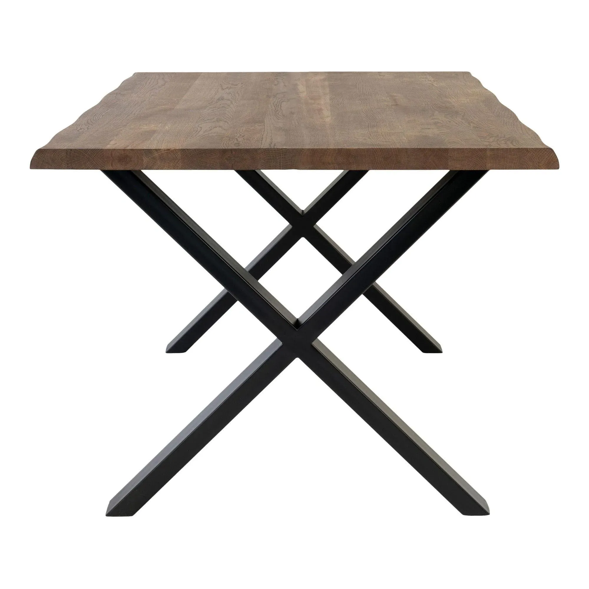 Toulon 14 Seater Dining Table with Black Cross Legs - Smoked, Oak