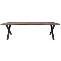 Toulon 14 Seater Dining Table with Black Cross Legs - Smoked, Oak