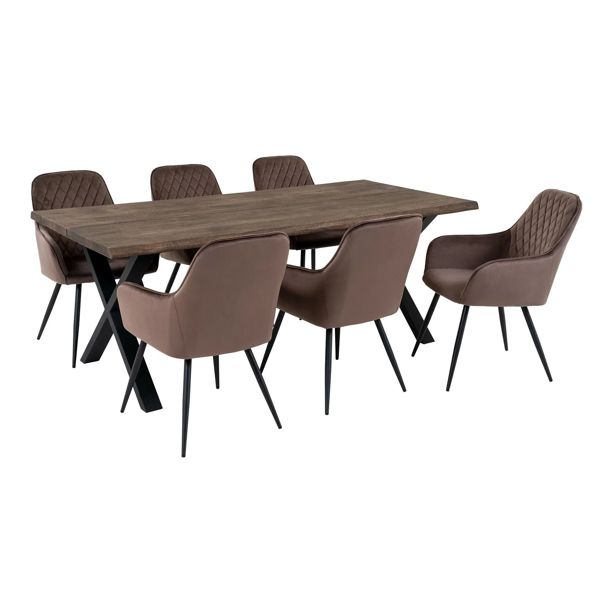 Toulon 6 Seater Dining Set with Harbo Chairs - Smoked, Oak