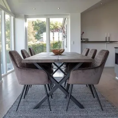 Toulon 6 Seater Dining Set with Harbo Chairs - Smoked, Oak