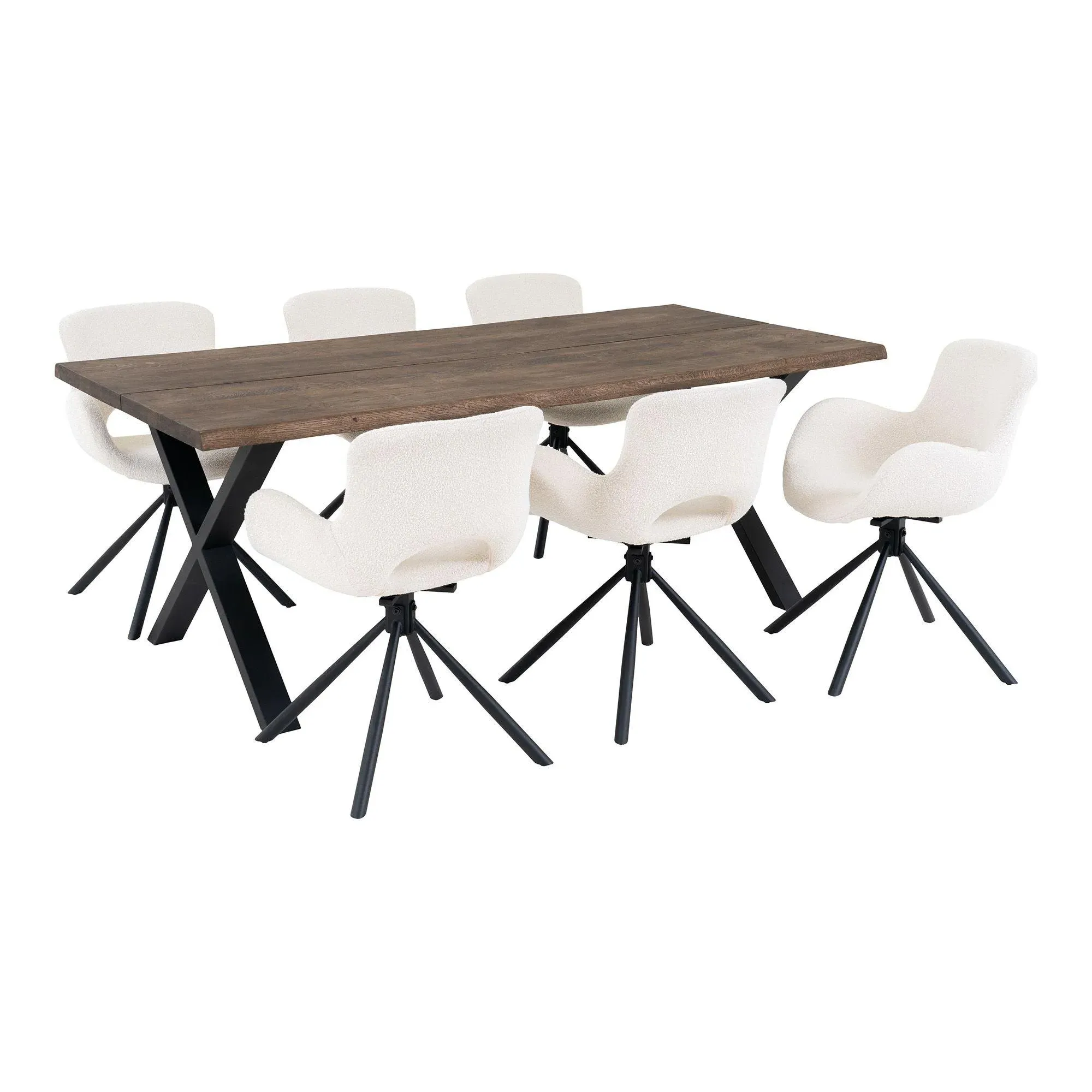 Toulon 6 Seater Dining Set with Mauston Chairs - Smoked, Oak