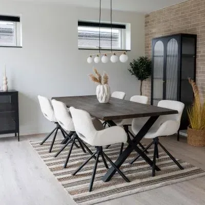 Toulon 6 Seater Dining Set with Mauston Chairs - Smoked, Oak