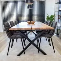 Toulon 8 Seater Dining Table with Cross Legs - Natural, Oak