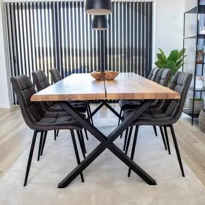 Toulon 8 Seater Dining Table with Cross Legs - Natural, Oak image