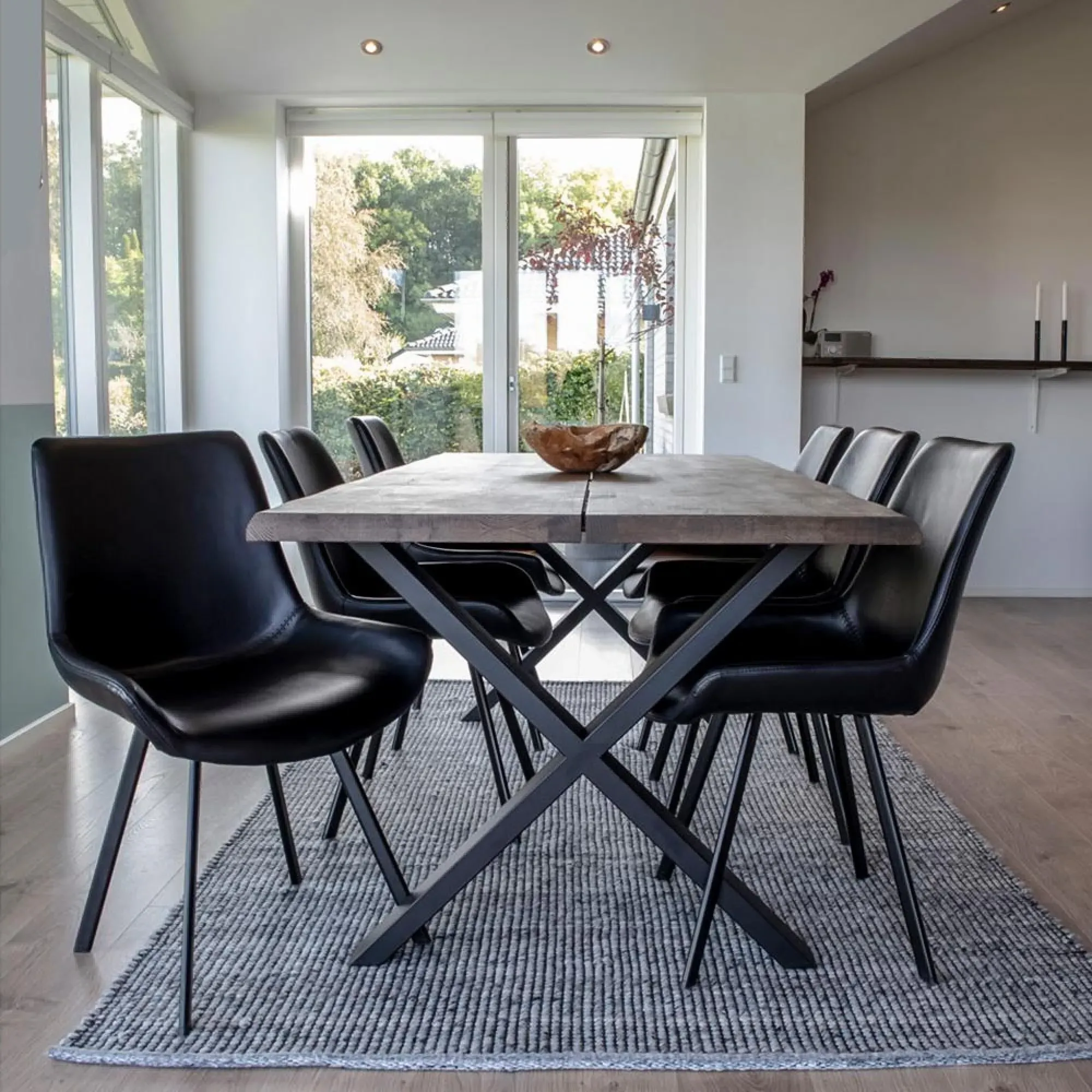 Toulon 8 Seater Dining Table with Cross Legs - Smoked, Oak