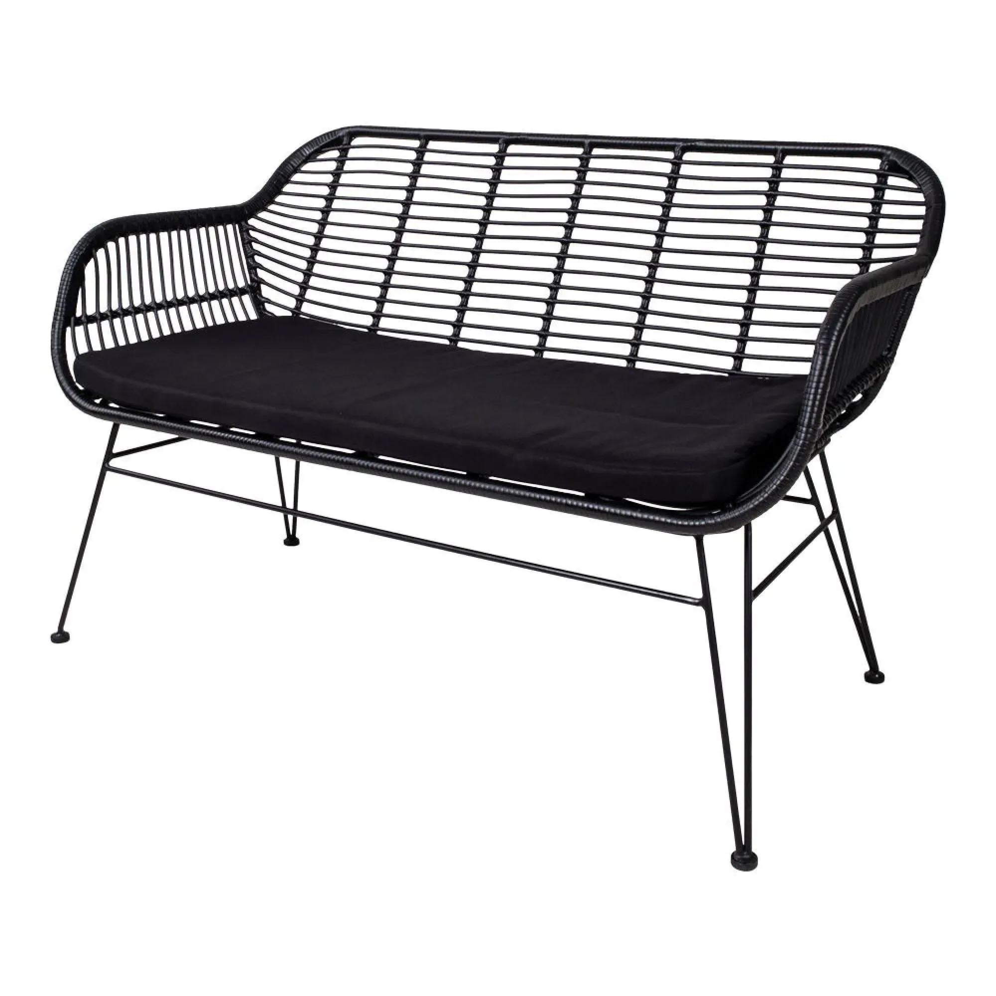 Trieste 2-Seater Garden Sofa - Black, Rattan