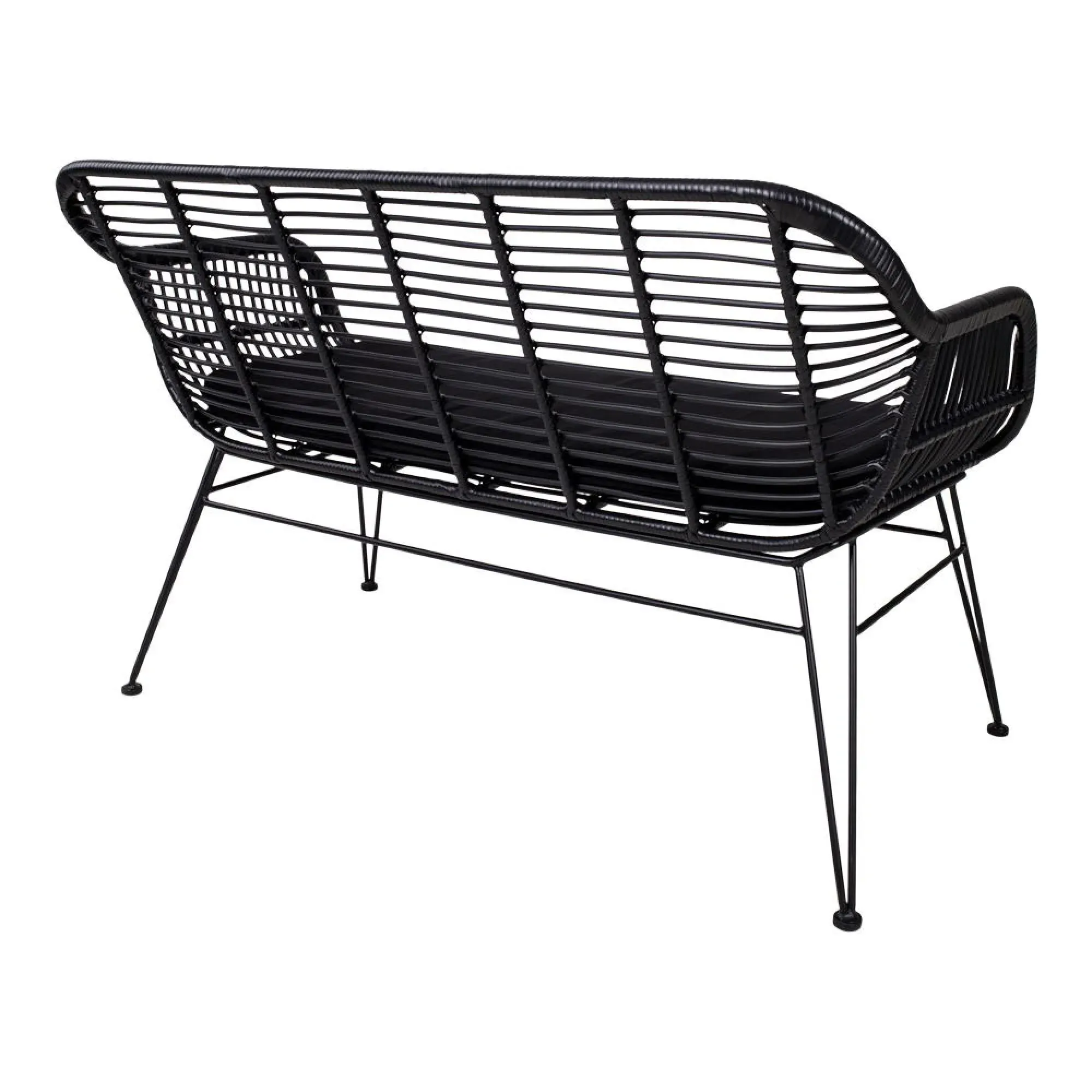 Trieste 2-Seater Garden Sofa - Black, Rattan