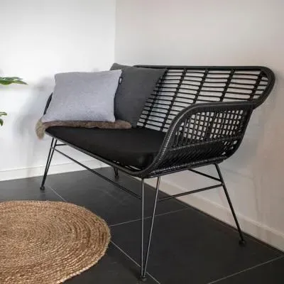 Trieste 2-Seater Garden Sofa - Black, Rattan image