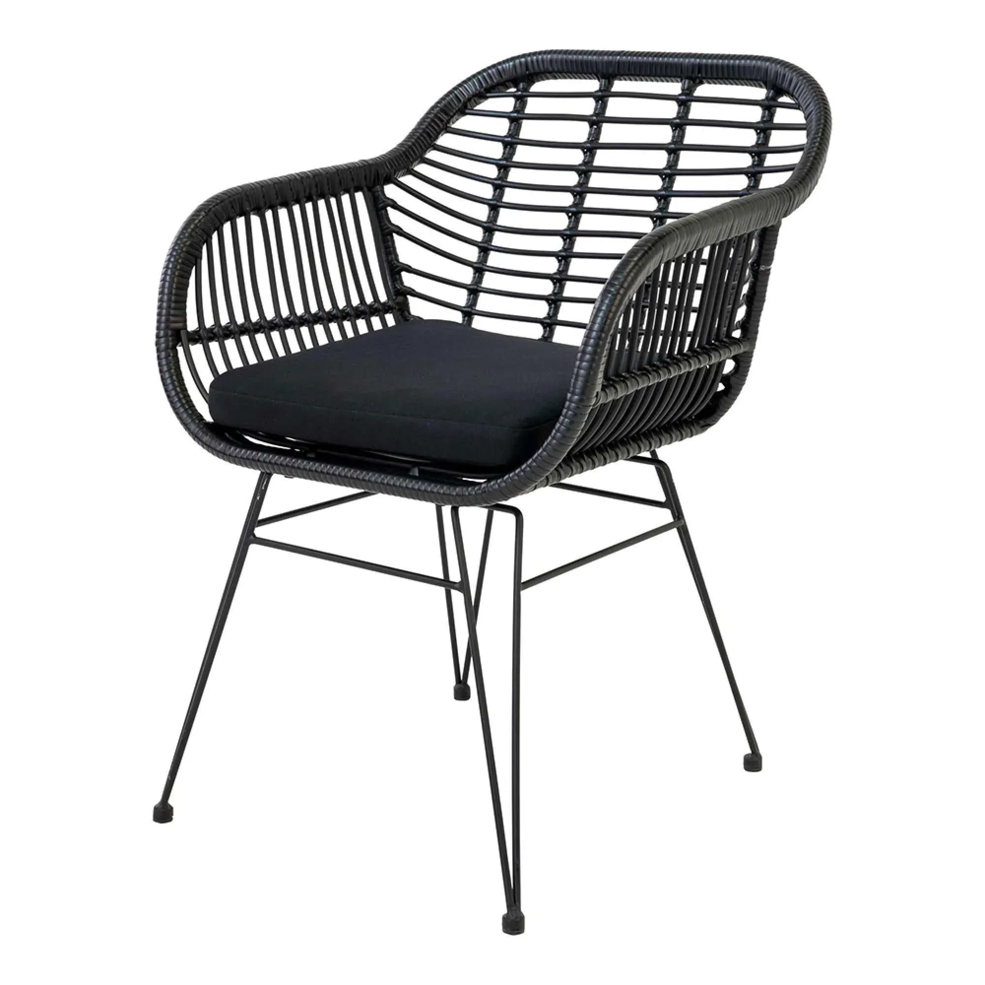 Trieste Garden Dining Armchair Set - Black, Rattan