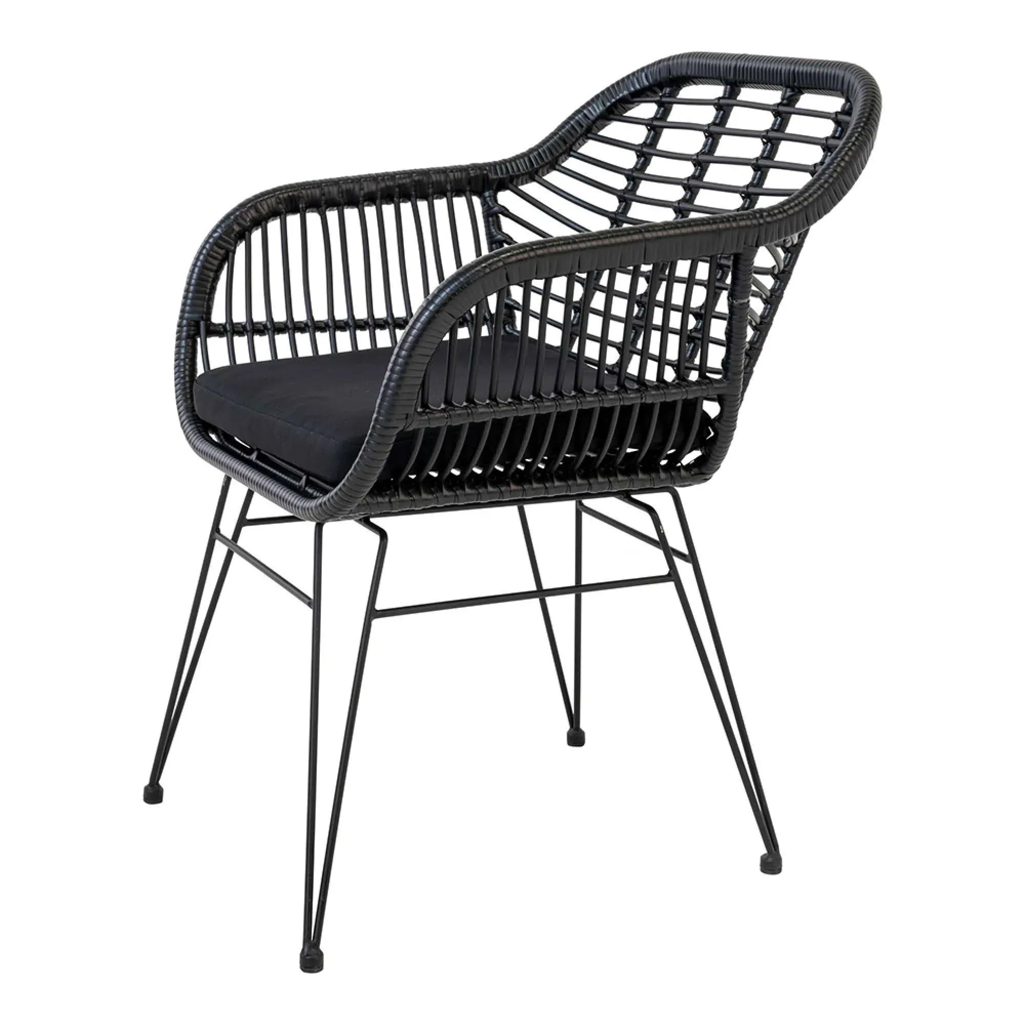 Trieste Garden Dining Armchair Set - Black, Rattan