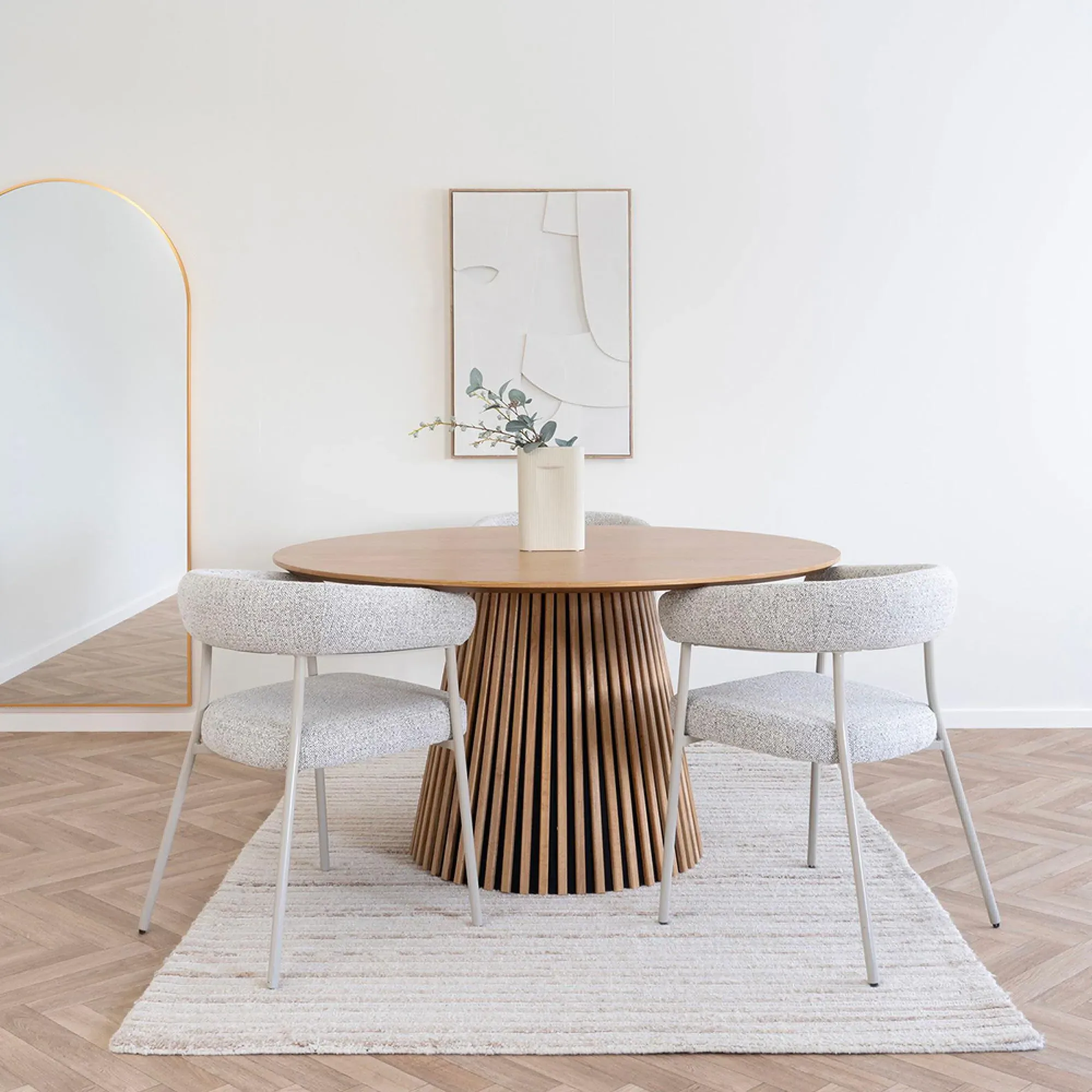 Trivio Curved Dining Chair - Sand, Fabric